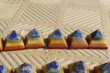 8pcs 3cm natural 7 stones of chakra quartz carved pyramid