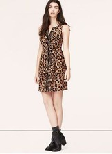 New Ann Taylor LOFT Animal Print Leopard Sleeveless Fit and Flare Dress 0 2 4 8