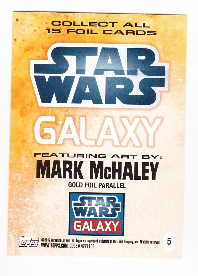 STAR WARS Galaxy Series 7 2012 | Gold Foil Parallel Card | CHEWBACCA #5 - Image 2 of 2