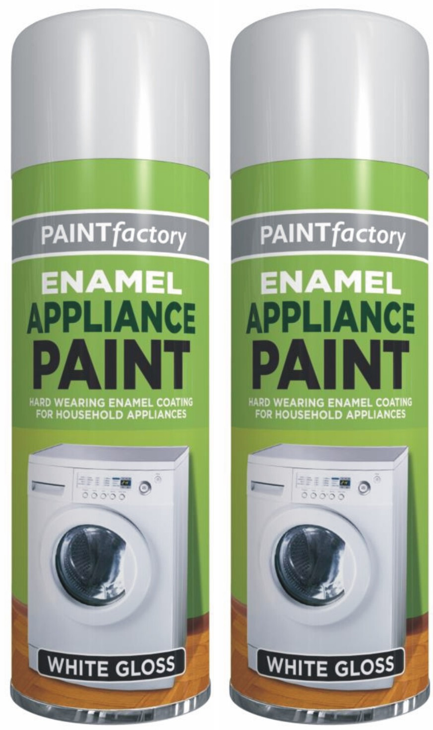 2 x 300ml Enamel Appliance Spray Paint White Gloss fridge washing