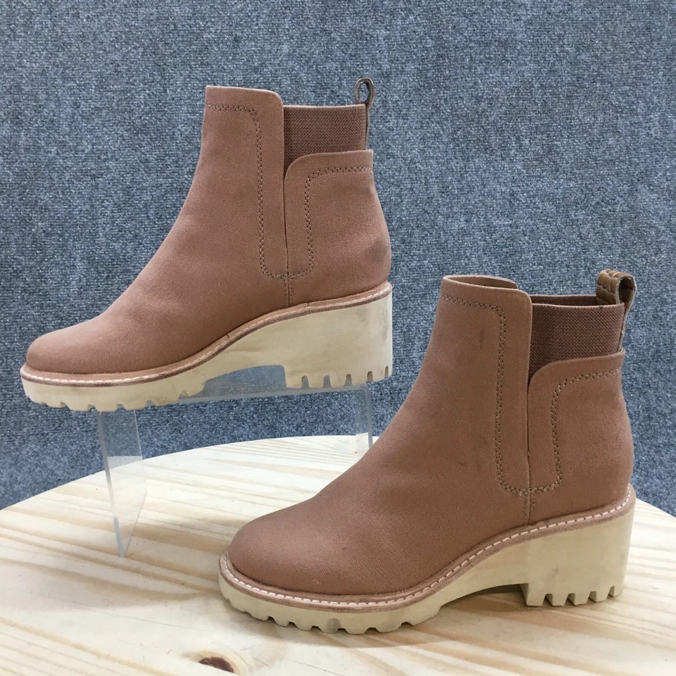 Dolce Vita Botas Mujer 6.5 Huey Gruesas Cuña Botines Marrón Tela Pull On Foto 2 de 4
