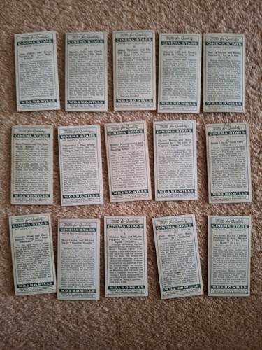 Cigarette Cards Wills Cinema Stars 3rd Series Part Set 15 Cards - Picture 2 of 2