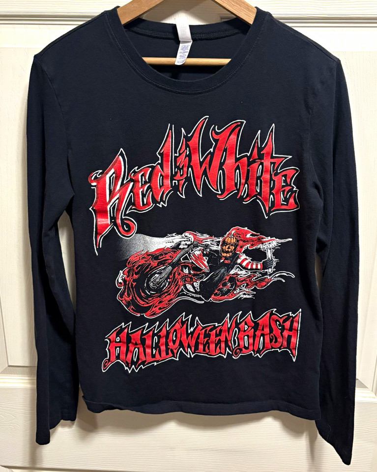 XL womens/girls Long Sleeve HA 81 hells Angels Red White Halloween | eBay