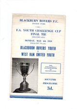 Blackburn Rovers v West Ham United FA Youth Cup Final 1958/59 - 4 Page programme