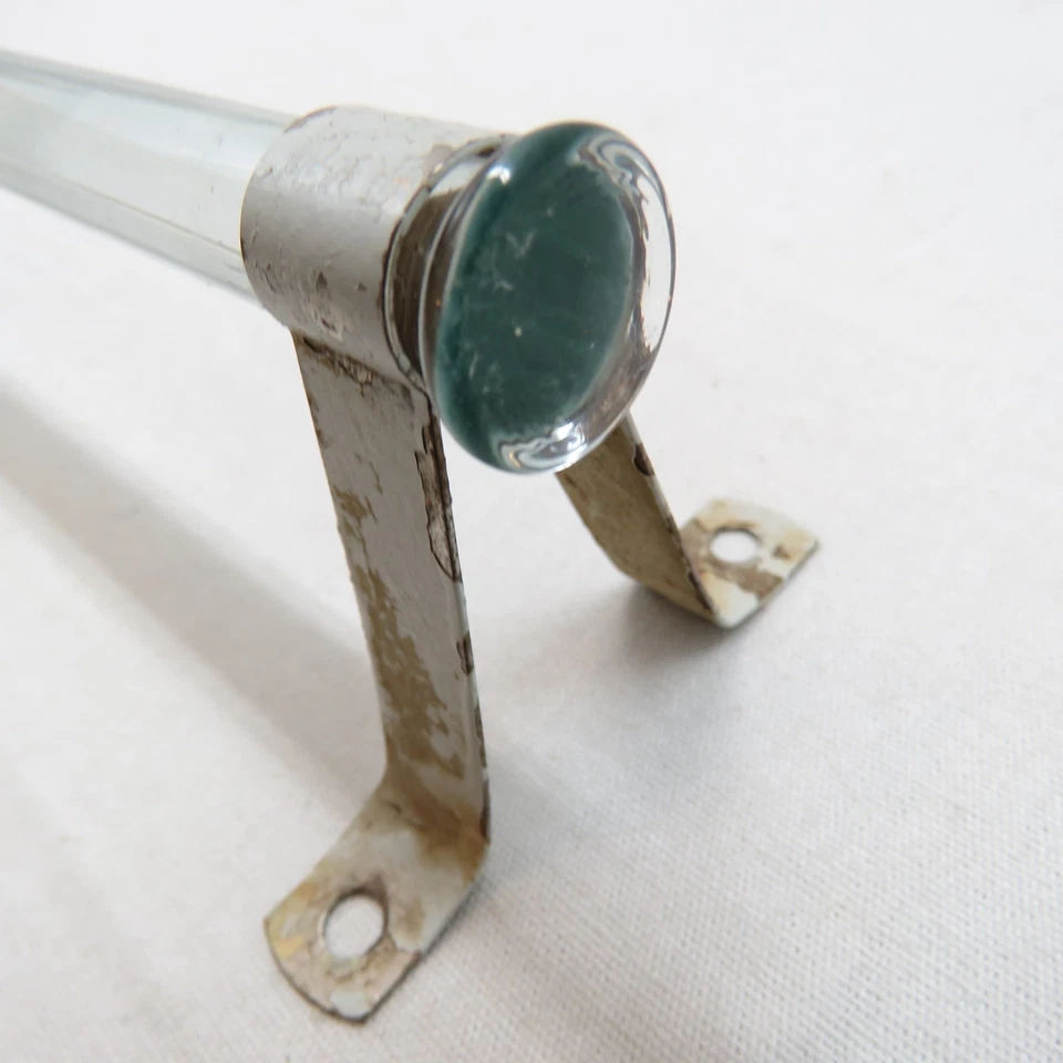 老式 1920 - 1930 年代毛巾条透明玻璃 18 英寸杆和安装硬件 — 第 4/4 张图片