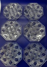 Chance Glass Side Plates ‘Britannia’ Vintage 1949 Pressed Glass Octagonal x 6 