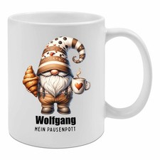 Keramik Kaffeetasse weiß - Zwerg und Wunschname Geschenk personalisiert