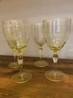 Uranium Glass Yellow Wine Glasses Set of 4 Depression Glass