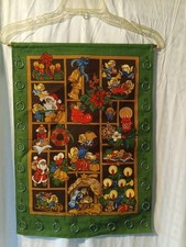 Vintage Burlap German Kathe Wohlfahrt Christmas Advent Calendar With Metal Rings