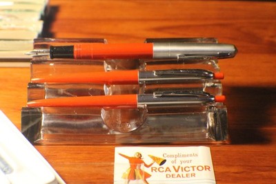 Vintage set of three WearEver of Red Color Barrel 2 BP & One Fountain pen