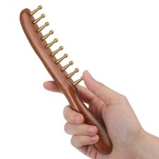 Massage Comb, Copper  Sandalwood Comb Wide Tooth Massage Meridian Acupunctur...