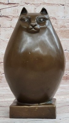 After Fernando Botero Katze Messingskulptur Unterzeichnet Hot Guss Figur Braune