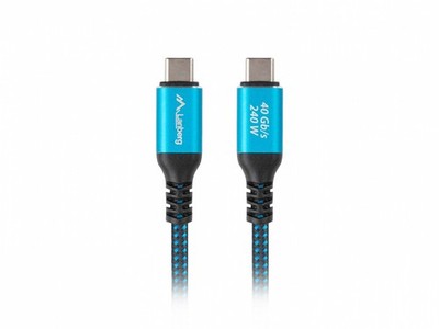 5901969447132 Cable USB-C M/M USB4 0,5m 240W 8K 60Hz Black-blue LANBERG