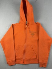 Vintage Harley Davidson Sweatshirt Womens Medium Orange Full Zip Eagle Biker Y2k