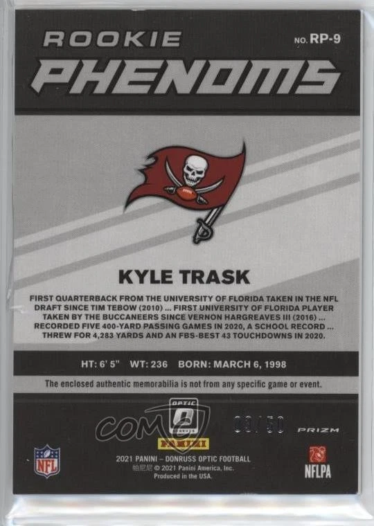 2021 Panini Donruss Optic Rookie Phenoms Prime /50 Kyle Trask #RP-9 RC - Image 2 of 2