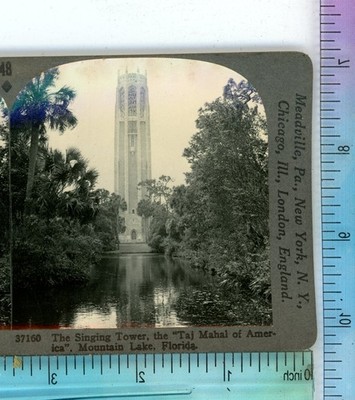 Taj Mahal Singing Tower Mountain Lake Florida FL Keystone Stereoview