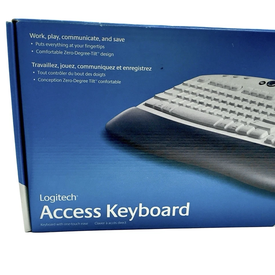 NEW Vintage Logitech Access Keyboard Wired PS/2 Model 967228-0403 White - Image 2 of 4