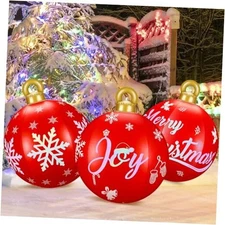  3 Pcs Giant inflatables Christmas PVC Decorated Ball 24'' Xmas Blow up Balls 