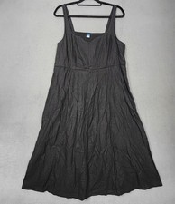 Old Navy Dress Womens XL Black Linen Blend Square Neck Smocked Midi Sundress