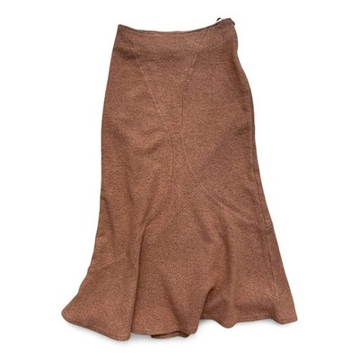 Walter Krines Rock Leicht Ausgestellt Braun Stretch Gr 34 Etikett 36 Mittellang