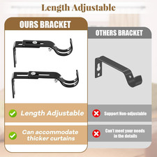 Harrms U-Shaped Bay Window Curtain Pole, 76-460Cm, Black Heavy-Duty Rod