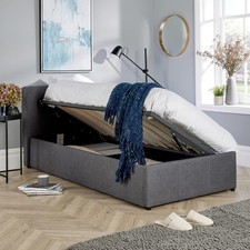 Ottoman Single Storage Bed Side Lift Hopsack Fabric Bed Frame Seconds