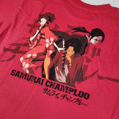 Vintage SAMURAI CHAMPLOO ODM Anime Manga Japan T-shirt L Y2K Red