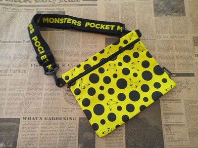 Pokemon Pikachu Sacoche Bag removable strap yellow black dot face