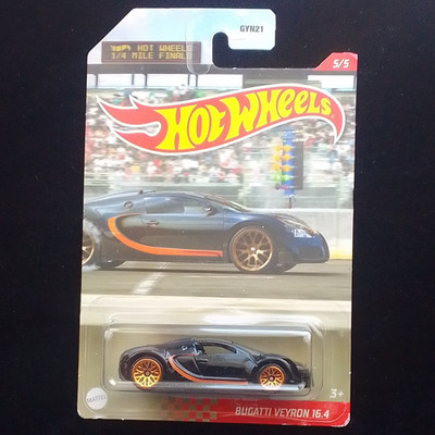 Hot Wheels Bugatti Veyron 16.4 1/4 Mile Finals 1:64 Black/Orange GYN21   