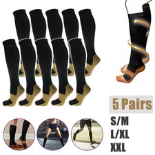 Copper Compression Socks 20-30mmHg   5 Pairs, S-XXL, Men  Women