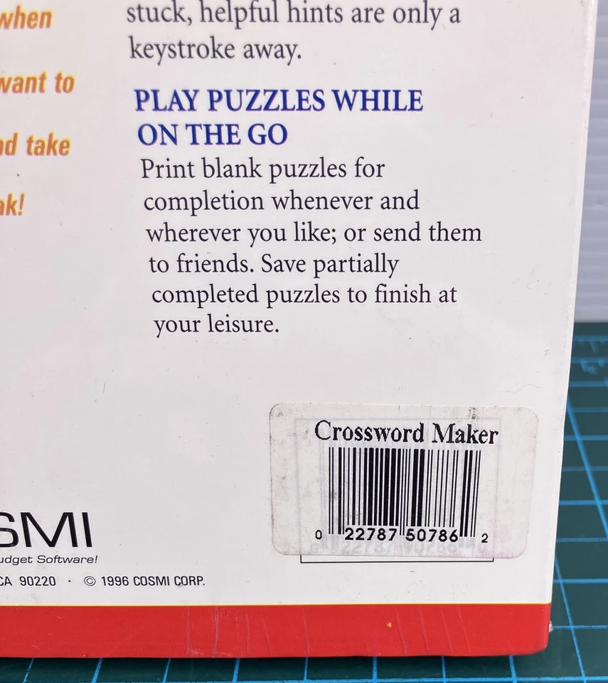 Vintage Cosmi Crossword Maker PC Software Windows 95 3.1 Puzzle Game New Sealed - Image 3 of 4