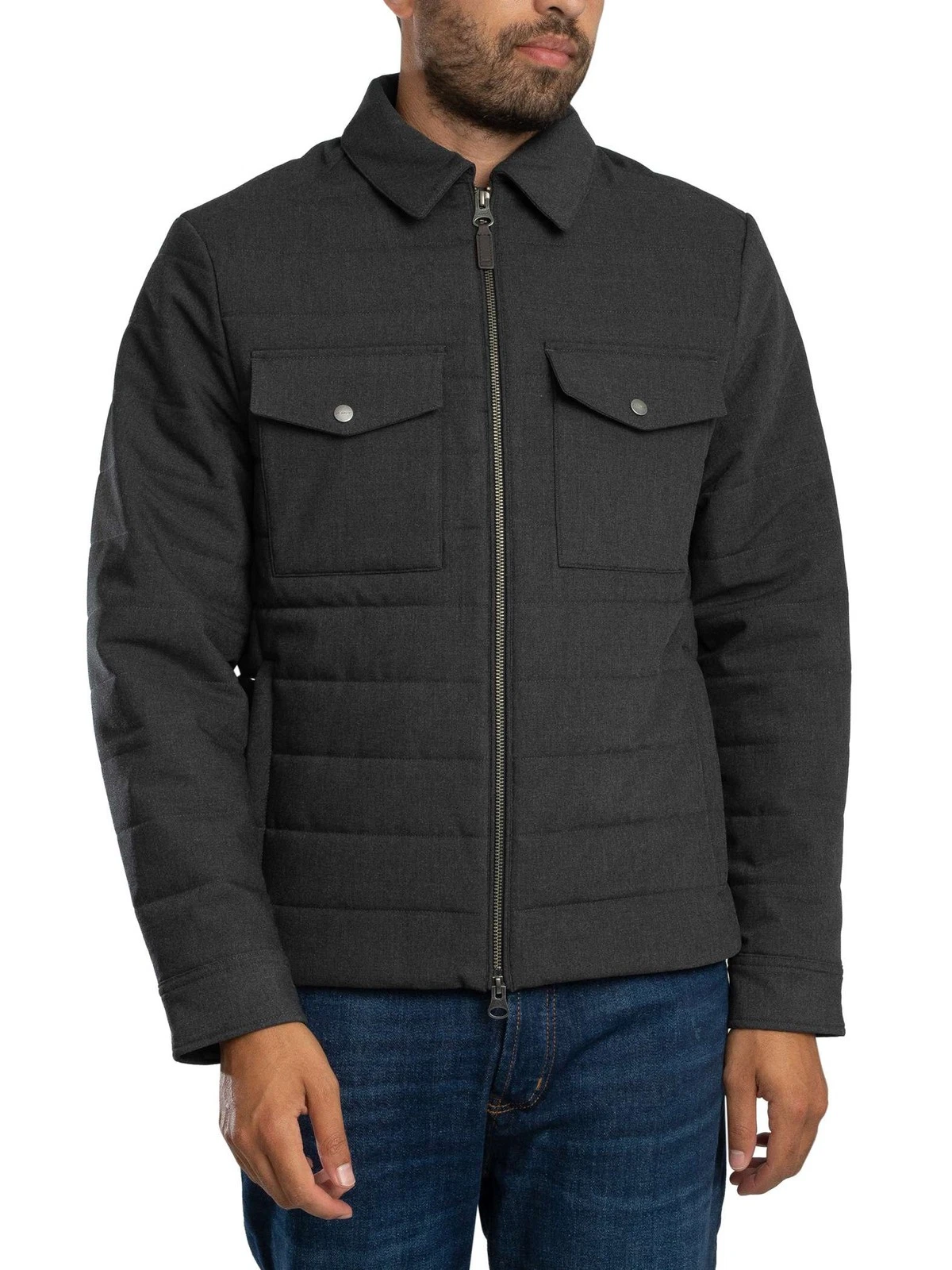 GANT Men's Insulated Flannel Jacket, Grey