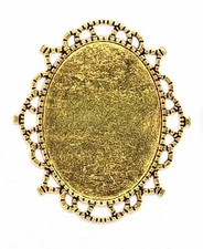40x30mm Antique Gold filigree setting no loop no pin S4246
