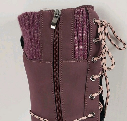 Women Buckle Lace Knitted Mid-Calf Boots, Color Purple Womans Size 42 EU/ 9.5 US - Picture 22 of 23