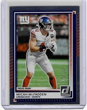 New York Giants MICAH McFADDEN 2025 Donruss PRESS PROOF SILVER Football Card
