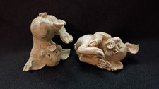 Miniature Pig Figurines - Resin - 2" H x 2" W - CUTE Set of 2