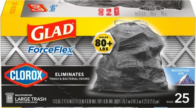 ForceFlex Odor Eliminating Drawstring Trash Bags,Mountain Air,30 Gallon,25-Ct. -