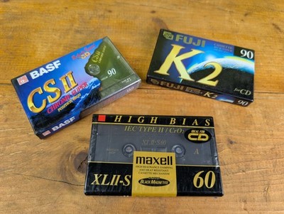 3x Vintage Audio Kassette Tape Cassette Maxell BASF Fuji 90er NEU