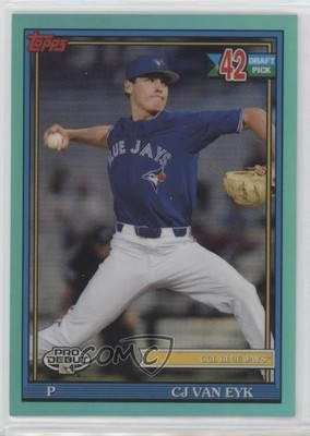 2021 Topps Pro Debut Chrome Aqua Refractor 63/75 CJ Van Eyk #PDC-187 3r4