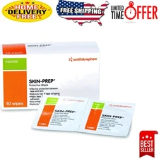 50 Count Skin-Prep Protective Wipes - Safe Adhesive Barrier for Skin Integrity
