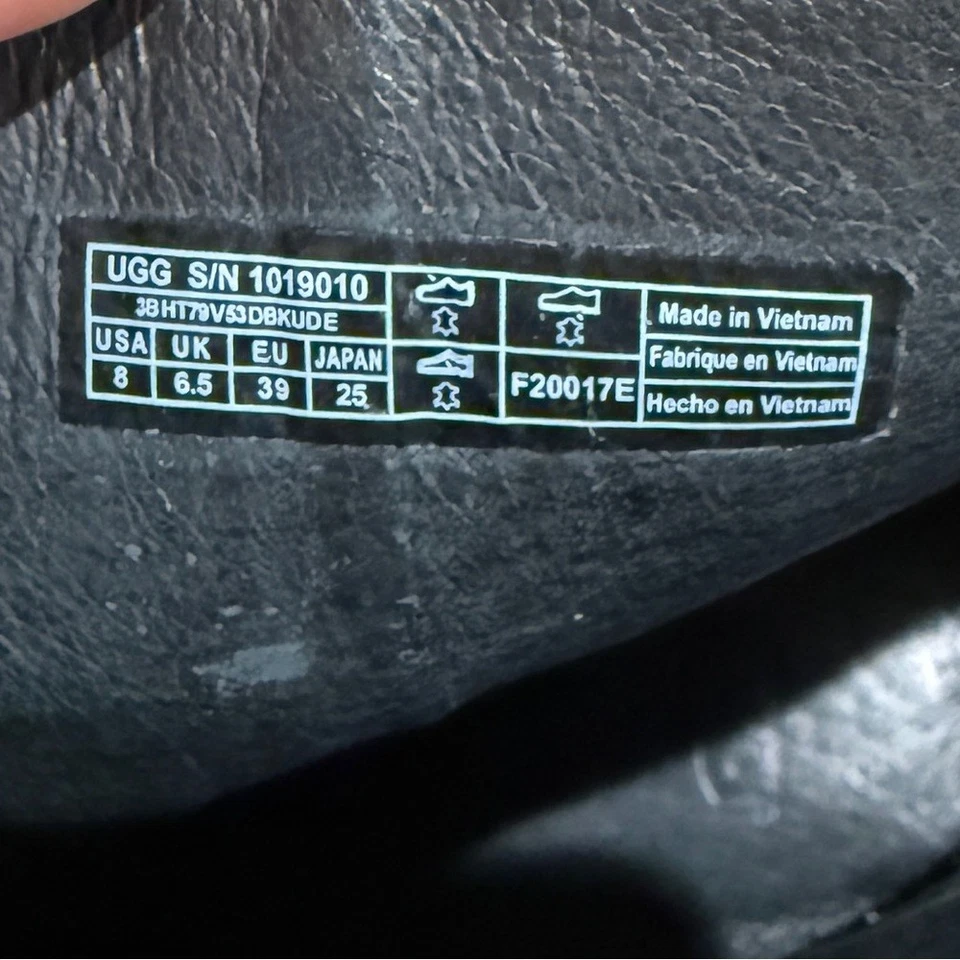 UGG Women's Dandridge Suede Heeled Boots Sz 8 Black Harness Wrap Classic Staple - Image 3 of 4