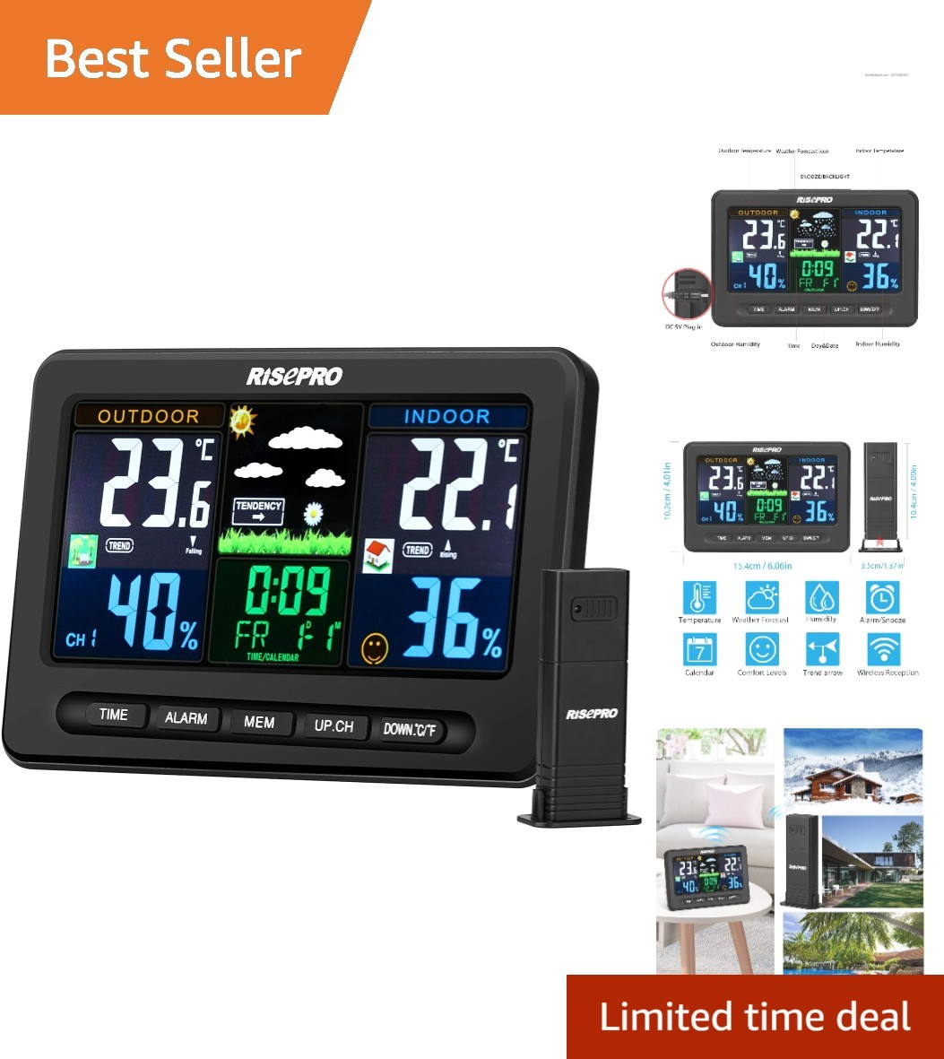 With Color Lcd Display & Outdoor Sensor - Modern Design