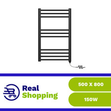 Image of Black Heated Electric Towel Rail | Electric Towel Radiator | Straight