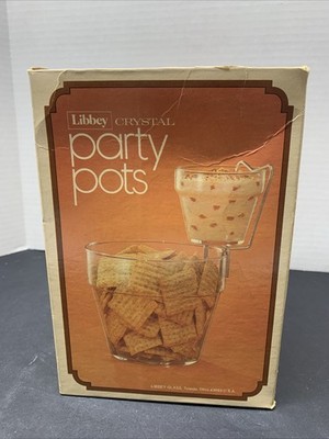 Vintage Libby Crystal Party Pots W/ Box