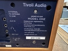 Tivoli Audio Henry Kloss Model One AM/FM Aux In Radio Works Great - Tested.