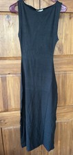 NWT WeWoreWhat Boat Neck Midi Dress Black Cotton Rib Sleeveless Size Small $59