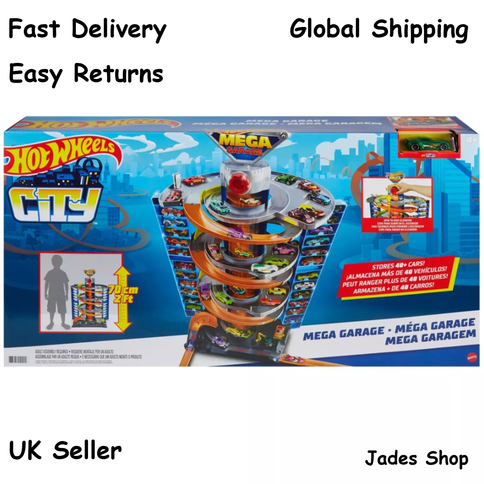 Hot Wheels City Mega Garage Playset With 1 Vehicle Kids Childrens Fun Play Toy