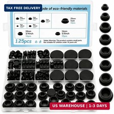 125 Pcs Black Rubber Plugs for Round Holes, Various Sizes of Round Hole Silicone