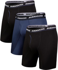 Men'S Long Boxer Briefs Performance Long Leg Sports Boxer Brief Underwear Multip