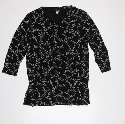 Basic-Bluse Damen UK Größe L Es Se Plus schwarz